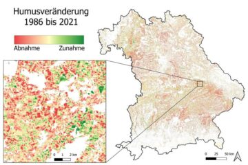 Satellite image showcasing humus changes and soil fertility monitoring.